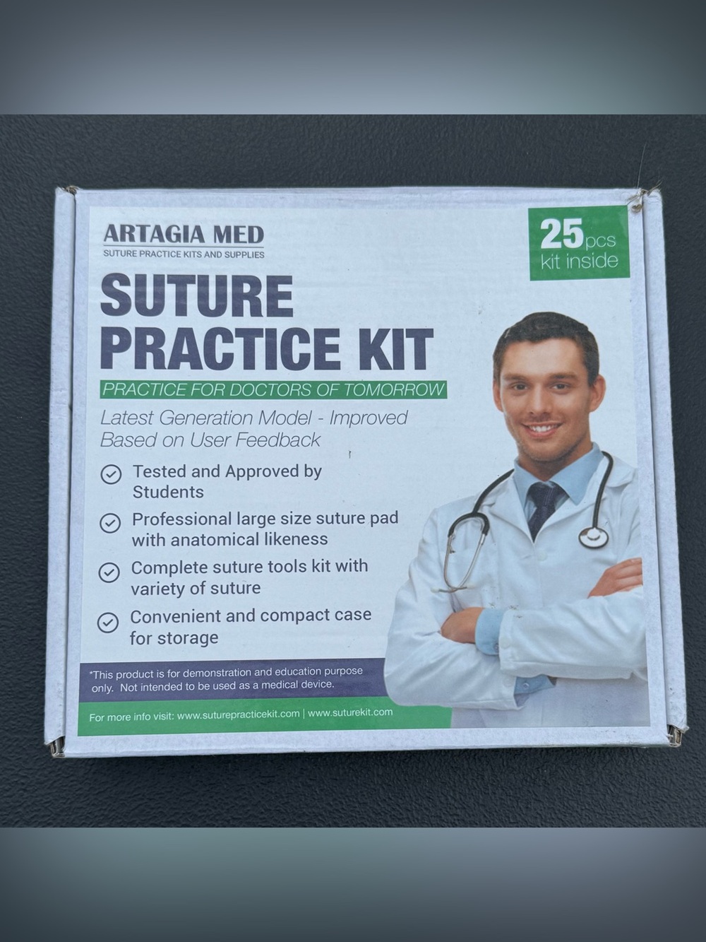 Medical suture practice kit For medical students. For educational purposes only.